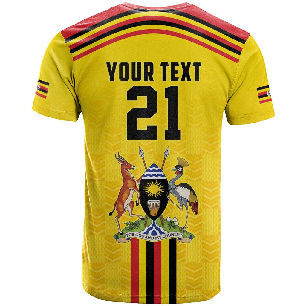 Uganda Cricket Custom T-Shirt Cranes Cricket Ball Fire Graphic Tee