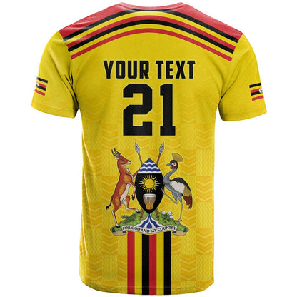 Uganda Cricket Custom T-Shirt Cranes Cricket Ball Fire Graphic Tee