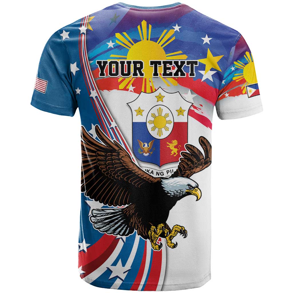 Personalized Filipino-American T-Shirt The Eight-Rayed Sun with Bald Eagle Graphic Tee