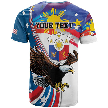 Personalized Filipino-American T-Shirt The Eight-Rayed Sun with Bald Eagle Graphic Tee