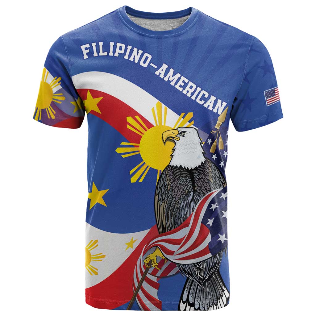 Personalized Filipino-American T-Shirt Philippines Coat Of Arms with Bald Eagle Graphic Tee