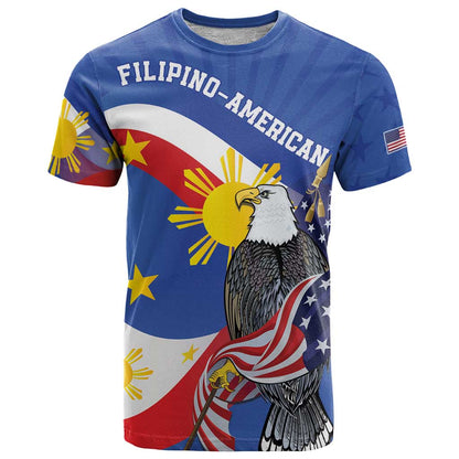 Personalized Filipino-American T-Shirt Philippines Coat Of Arms with Bald Eagle Graphic Tee