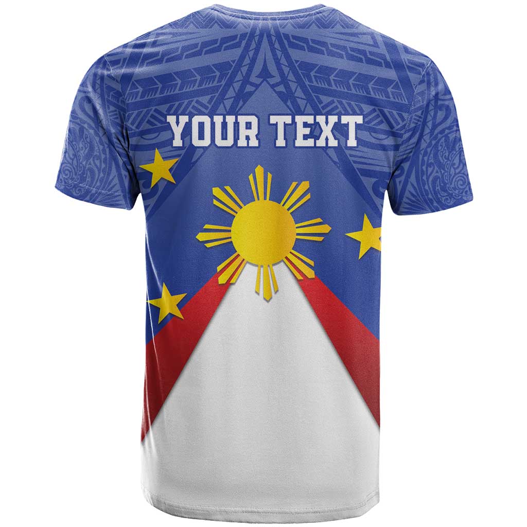Personalized Pilipinas Eight-Rayed Sun T-Shirt Philippines Map With Polynesian Style Graphic Tee