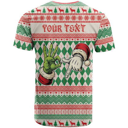 Six Seven Meme Personalized T-Shirt Funny Green Hand Christmas Graphic Tee