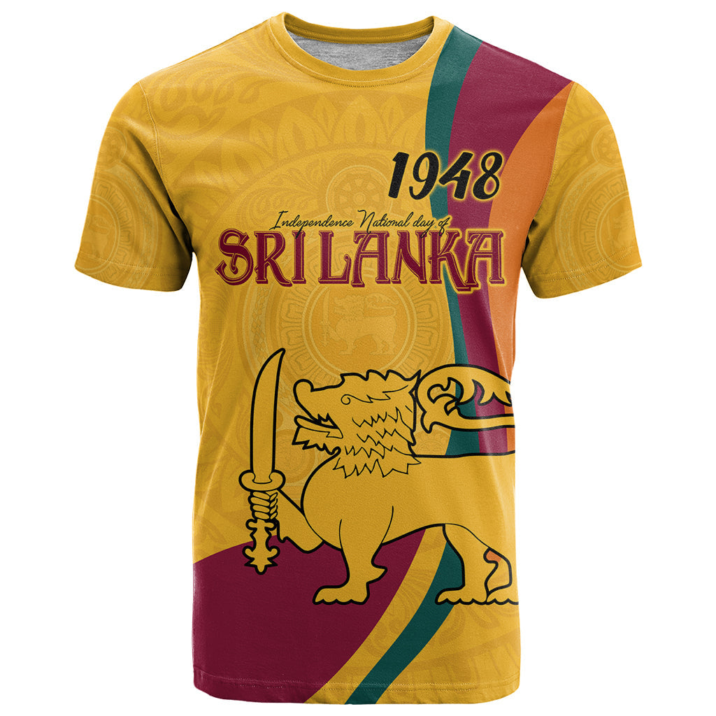 Sri Lanka National Day T-Shirt The Lion Passant With Ketayam Wood Art Graphic Tee