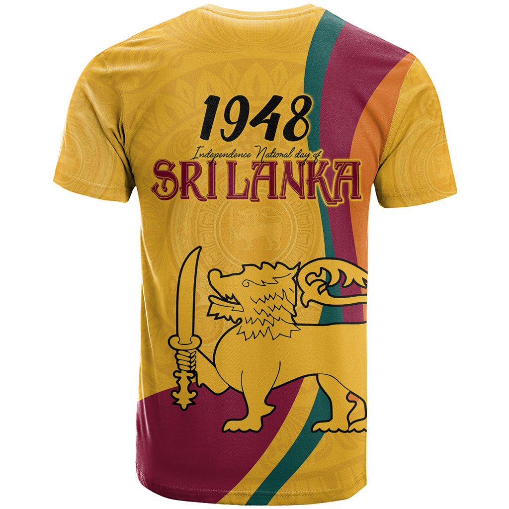 Sri Lanka National Day T-Shirt The Lion Passant With Ketayam Wood Art Graphic Tee