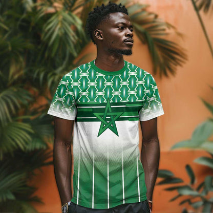 World Football Morocco Custom T-Shirt 1994 Away Retro Green Jersey Graphic Tee