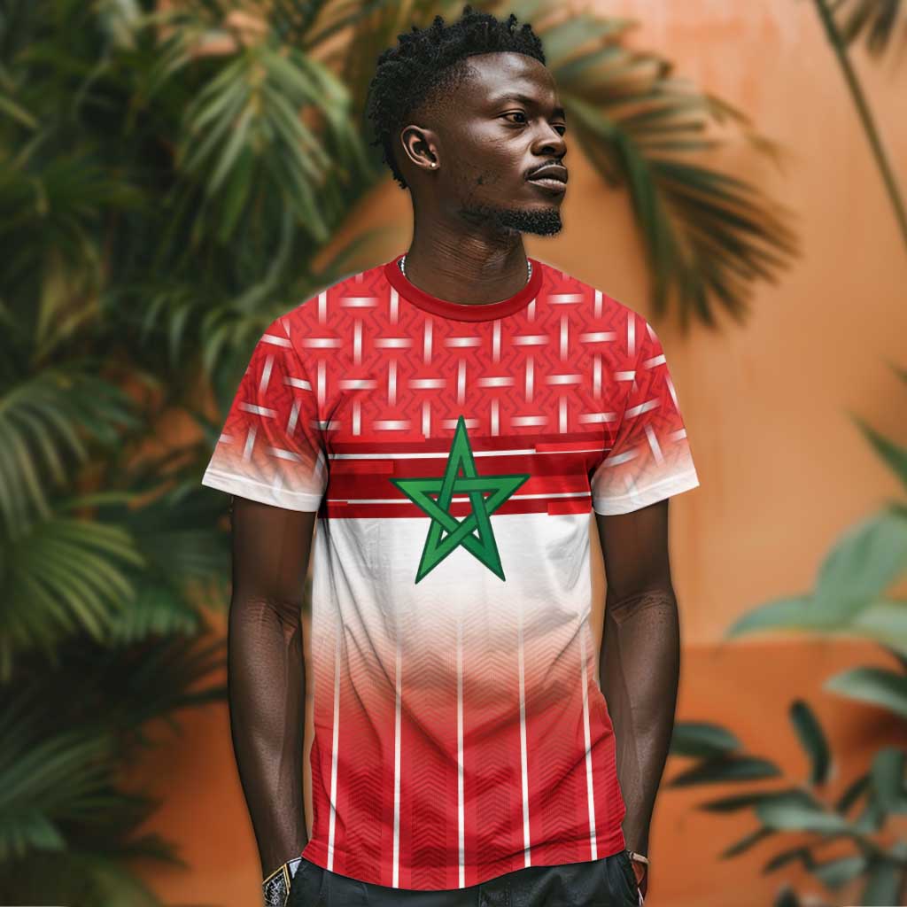 World Football Morocco Custom T-Shirt 1994 Away Retro Red Jersey Graphic Tee