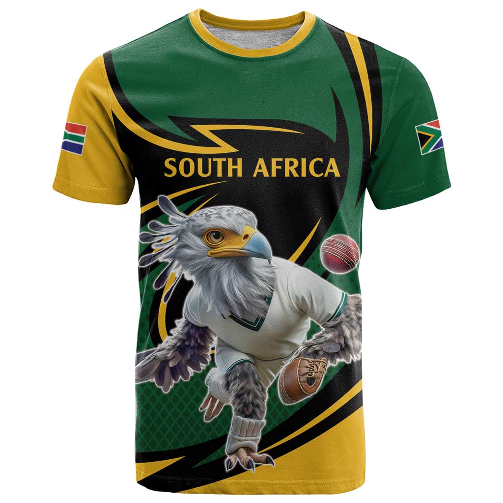 South African Secretary Bird Cricket Custom T-Shirt Unique Pattern Graphic Tee