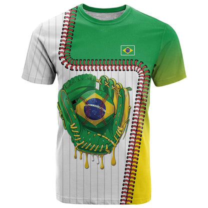 Custom Dripping Baseball Brazil T-Shirt Graphic Tee