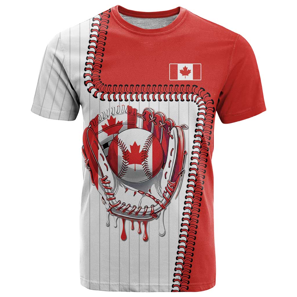 Custom Dripping Baseball Canada T-Shirt Graphic Tee