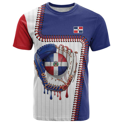 Custom Dripping Baseball Dominican Republic T-Shirt Graphic Tee