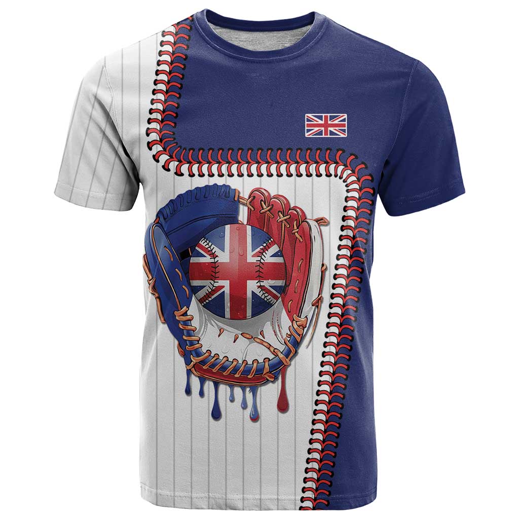 Custom Dripping Baseball Great Britain T-Shirt Graphic Tee