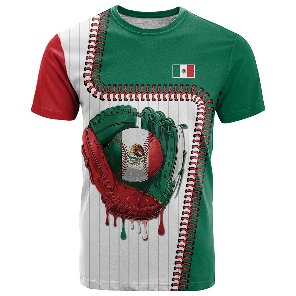 Custom Dripping Baseball Mexico T-Shirt Graphic Tee
