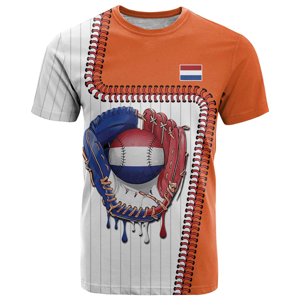 Custom Dripping Baseball Netherlands T-Shirt Graphic Tee