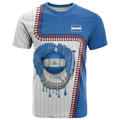 Custom Dripping Baseball Nicaragua T-Shirt Graphic Tee