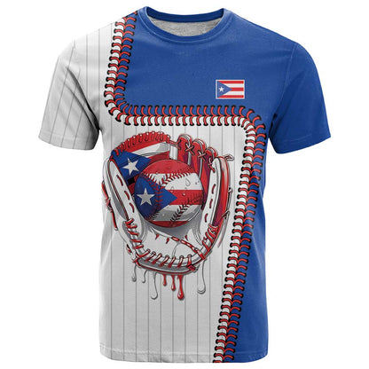 Custom Dripping Baseball Puerto Rico T-Shirt Graphic Tee