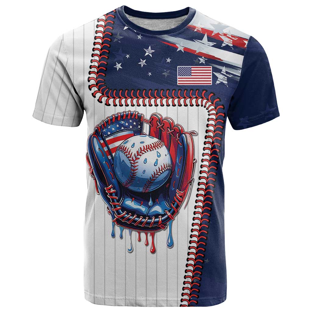 Custom Dripping Baseball United States T-Shirt Graphic Tee