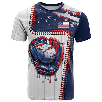 Custom Dripping Baseball United States T-Shirt Graphic Tee