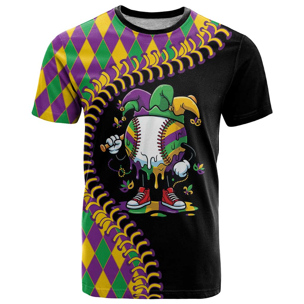 Dripping Baseball Mardi Gras T-Shirt Throw me Something Mister! Graphic Tee