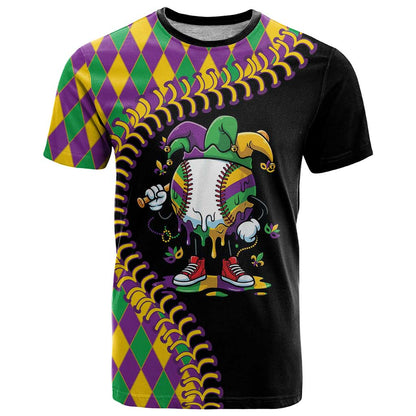 Dripping Baseball Mardi Gras T-Shirt Throw me Something Mister! Graphic Tee