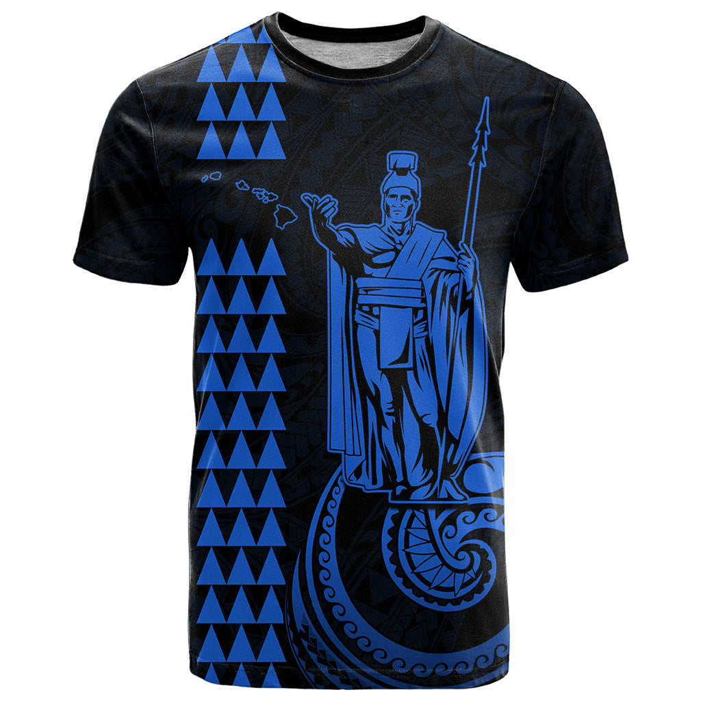Custom Hawaii T-Shirt King Kamehameha - Blue Graphic Tee