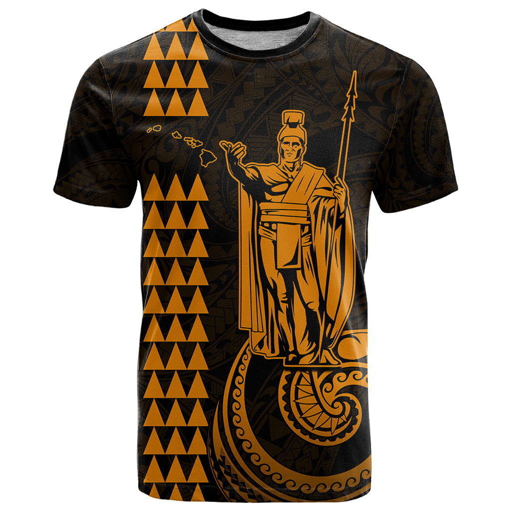 Custom Hawaii T-Shirt King Kamehameha - Gold Graphic Tee
