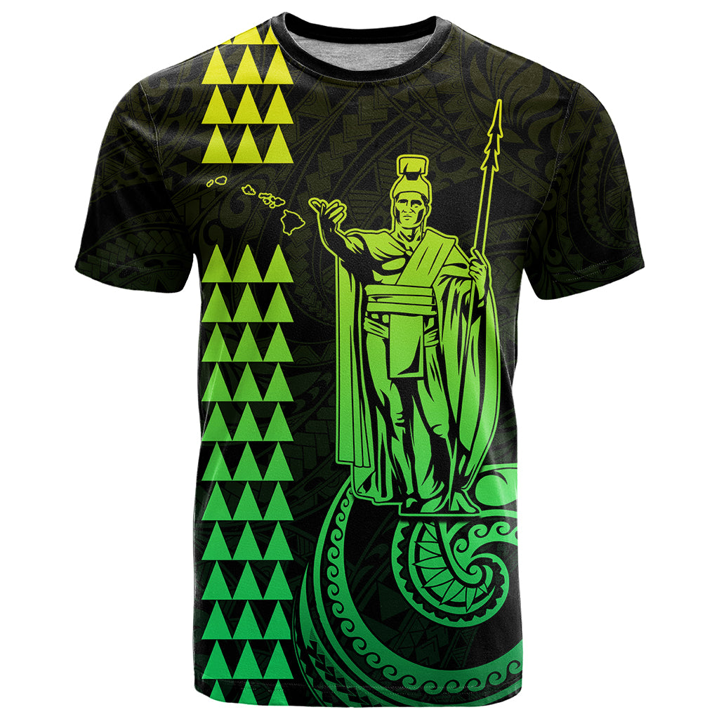 Custom Hawaii T-Shirt King Kamehameha - Lime Graphic Tee