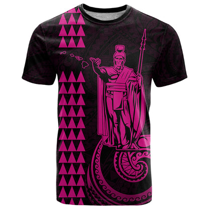 Custom Hawaii T-Shirt King Kamehameha - Pink Graphic Tee