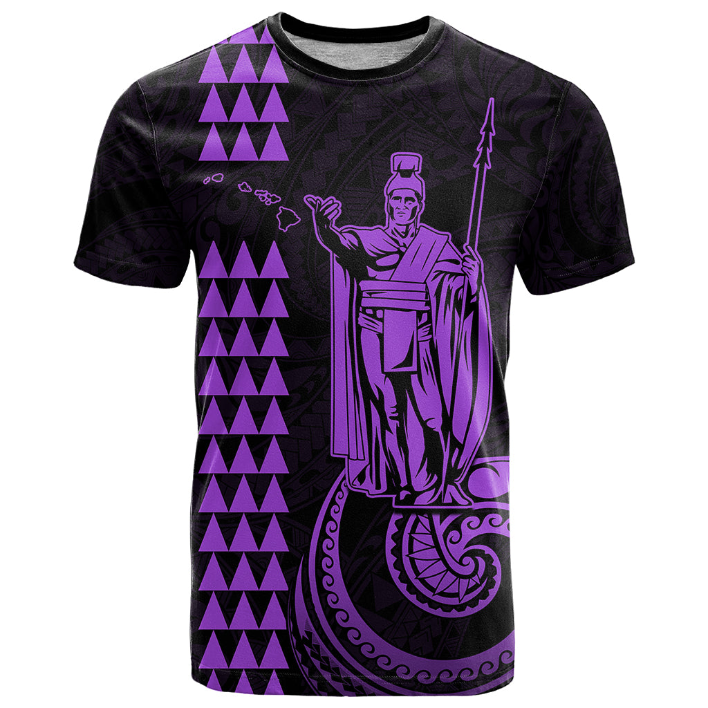 Custom Hawaii T-Shirt King Kamehameha - Purple Graphic Tee