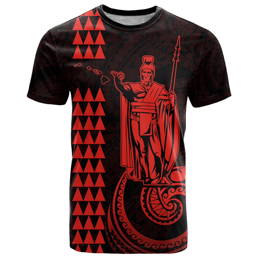 Custom Hawaii T-Shirt King Kamehameha - Red Graphic Tee