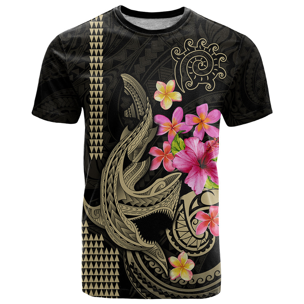 Custom Polynesian T-Shirt Hawaiian Warriors with Tribal Shark Tattoos - Nude Graphic Tee