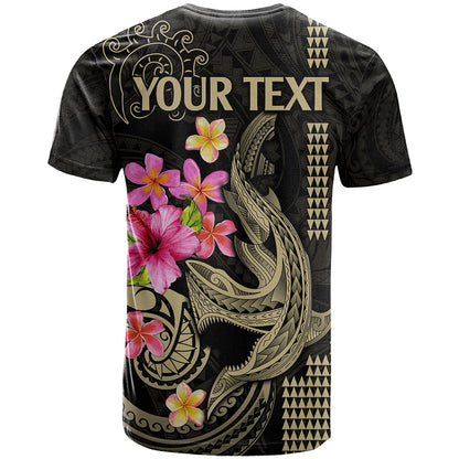 Custom Polynesian T-Shirt Hawaiian Warriors with Tribal Shark Tattoos - Nude Graphic Tee