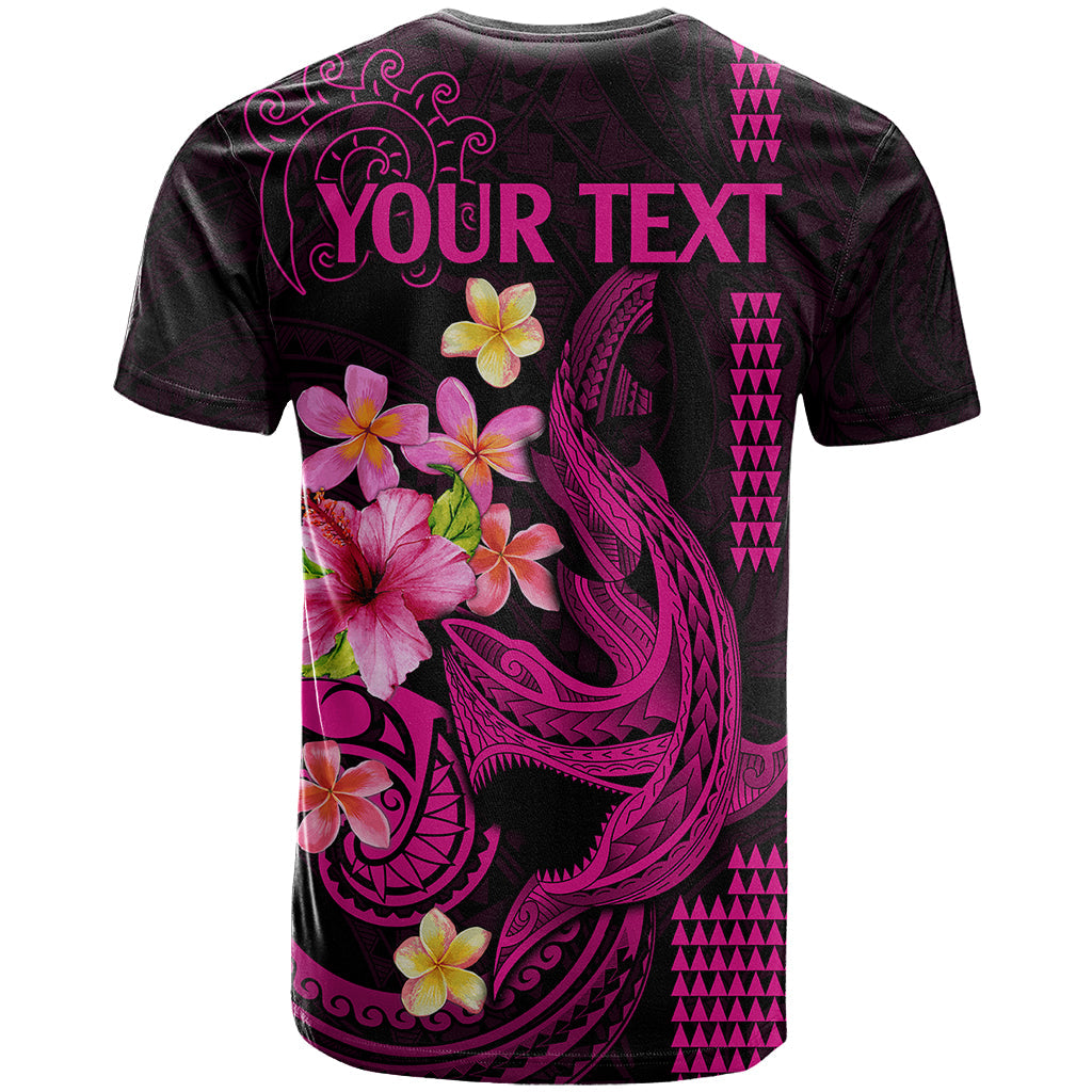 Custom Polynesian T-Shirt Hawaiian Warriors with Tribal Shark Tattoos - Pink Graphic Tee