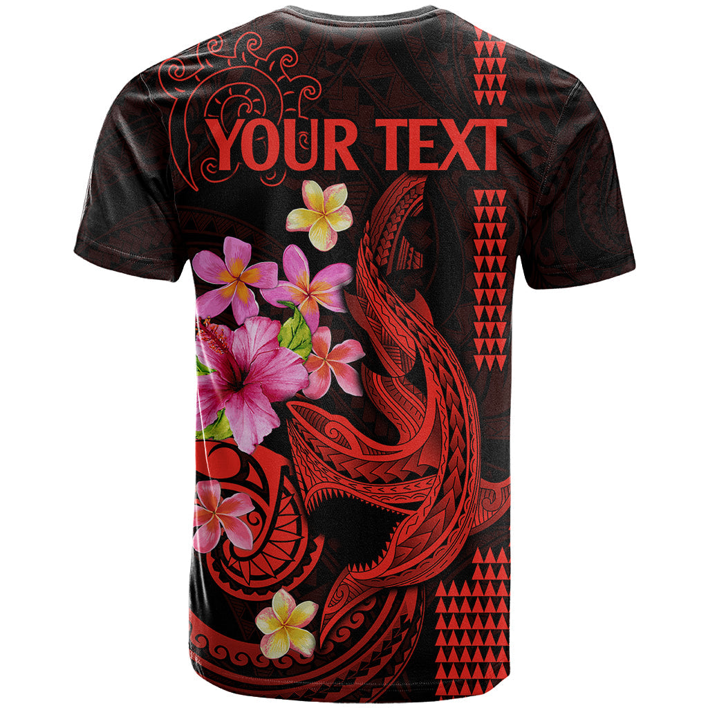 Custom Polynesian T-Shirt Hawaiian Warriors with Tribal Shark Tattoos - Red Graphic Tee