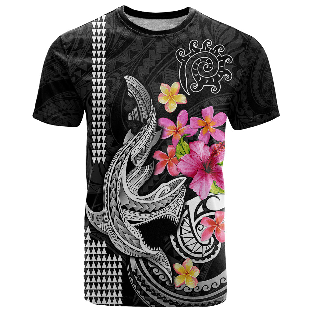 Custom Polynesian T-Shirt Hawaiian Warriors with Tribal Shark Tattoos - White Graphic Tee