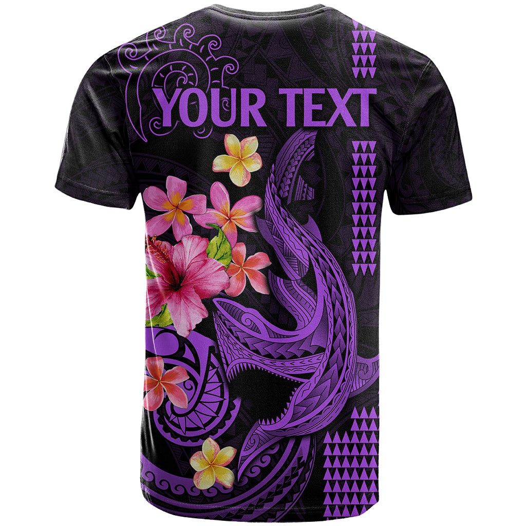 Custom Polynesian T-Shirt Hawaiian Warriors with Tribal Shark Tattoos - Purple Graphic Tee