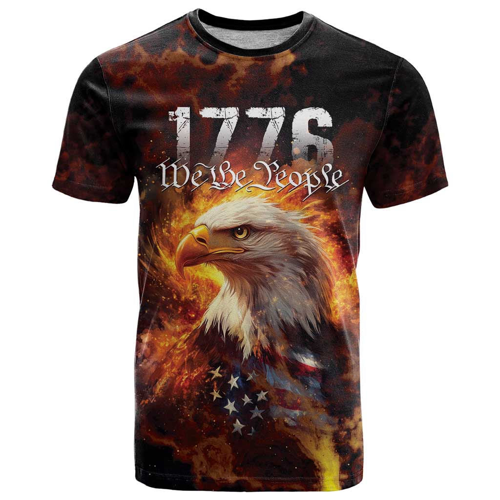 We The People Since 1776 T-Shirt USA Flag Flame Eagle Graphic Tee