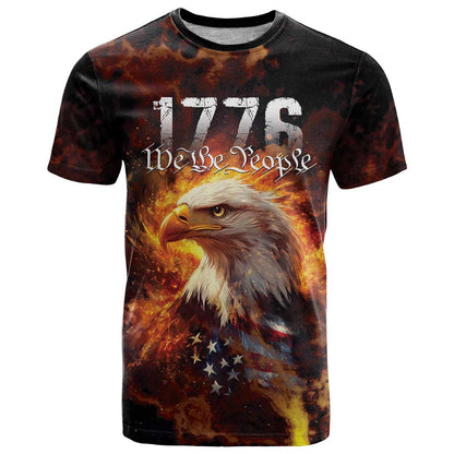 We The People Since 1776 T-Shirt USA Flag Flame Eagle Graphic Tee