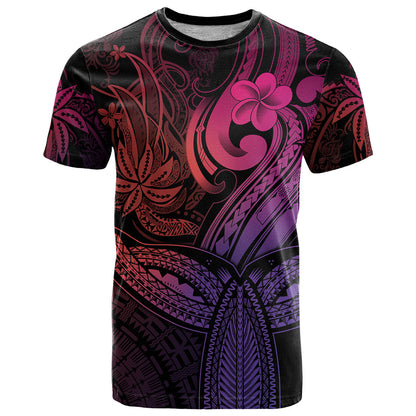 Polynesia T-Shirt Whale Tale and Polynesian Sunset Plumeria Pink Graphic Tee