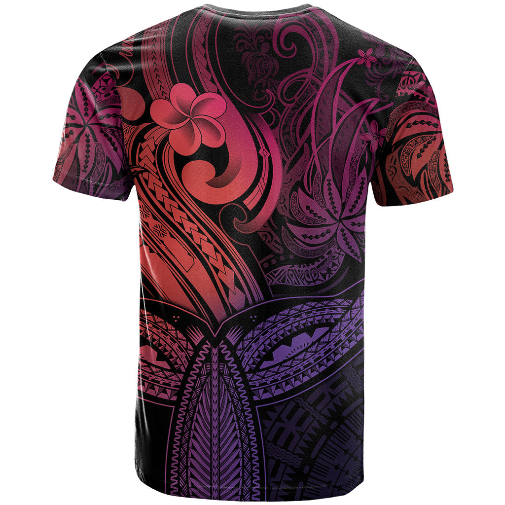 Polynesia T-Shirt Whale Tale and Polynesian Sunset Plumeria Pink Graphic Tee