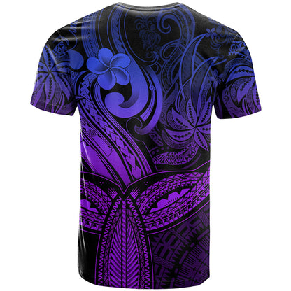 Polynesia T-Shirt Whale Tale and Polynesian Sunset Plumeria Purple Graphic Tee