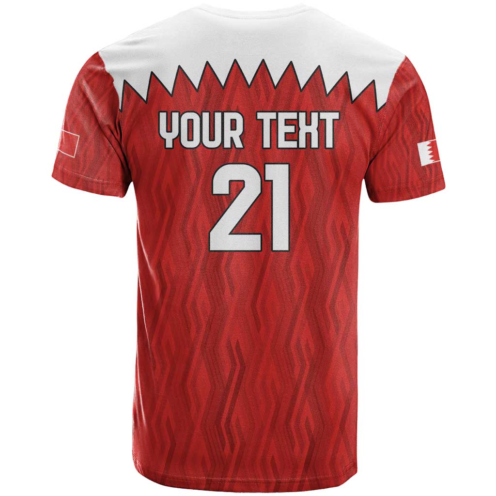 Custom Bahrain Cricket T-Shirt Coat of arms of Bahrain with Sporty Pattern Graphic Tee