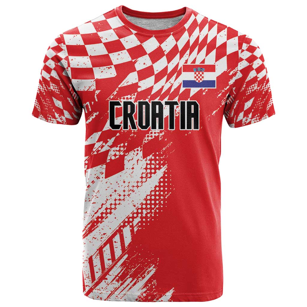 Croatia Rugby Custom T-Shirt Chessboard with Sporty Pattern Graphic Tee