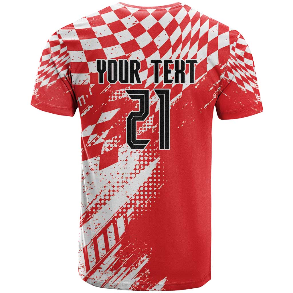 Croatia Rugby Custom T-Shirt Chessboard with Sporty Pattern Graphic Tee
