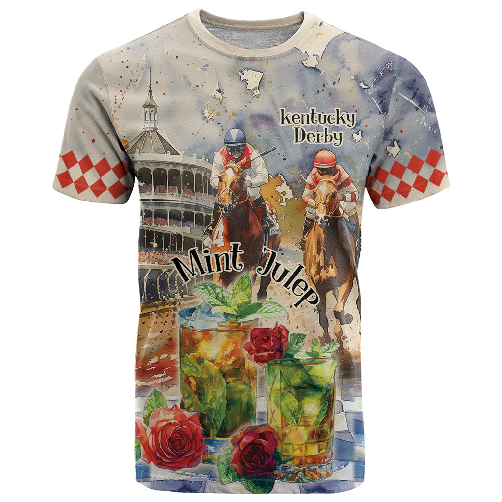Personalized Kentucky Horse Race T-Shirt With Mint Julep Cocktail Graphic Tee