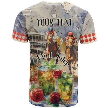 Personalized Kentucky Horse Race T-Shirt With Mint Julep Cocktail Graphic Tee