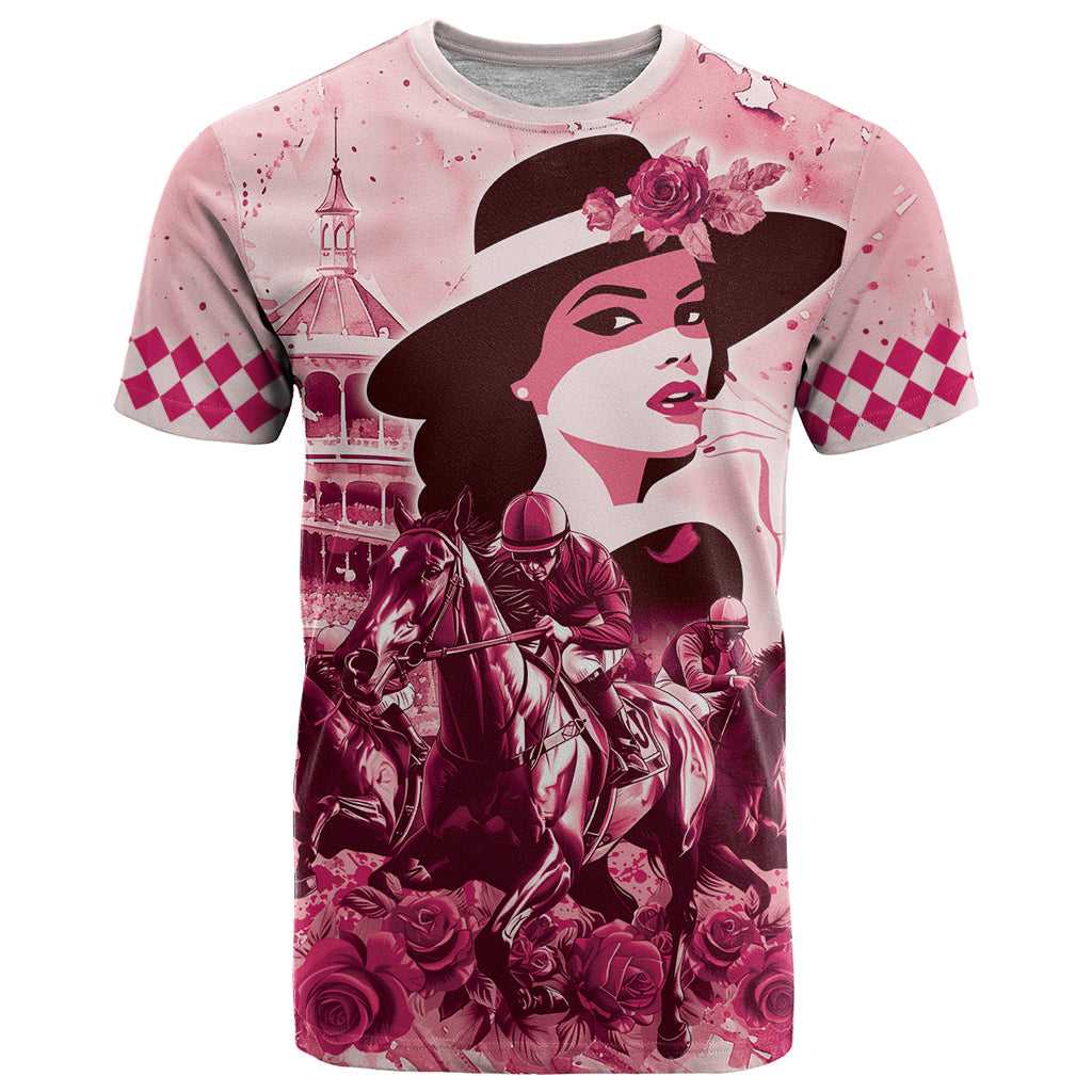 Personalized Kentucky Ladies T-Shirt The Run For The Roses Derby - Pink Out Graphic Tee