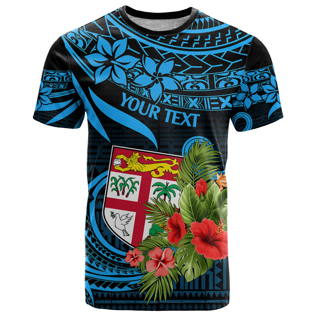 Custom Fiji Islands T-Shirt With Polynesian Tribal Happy National Day Graphic Tee