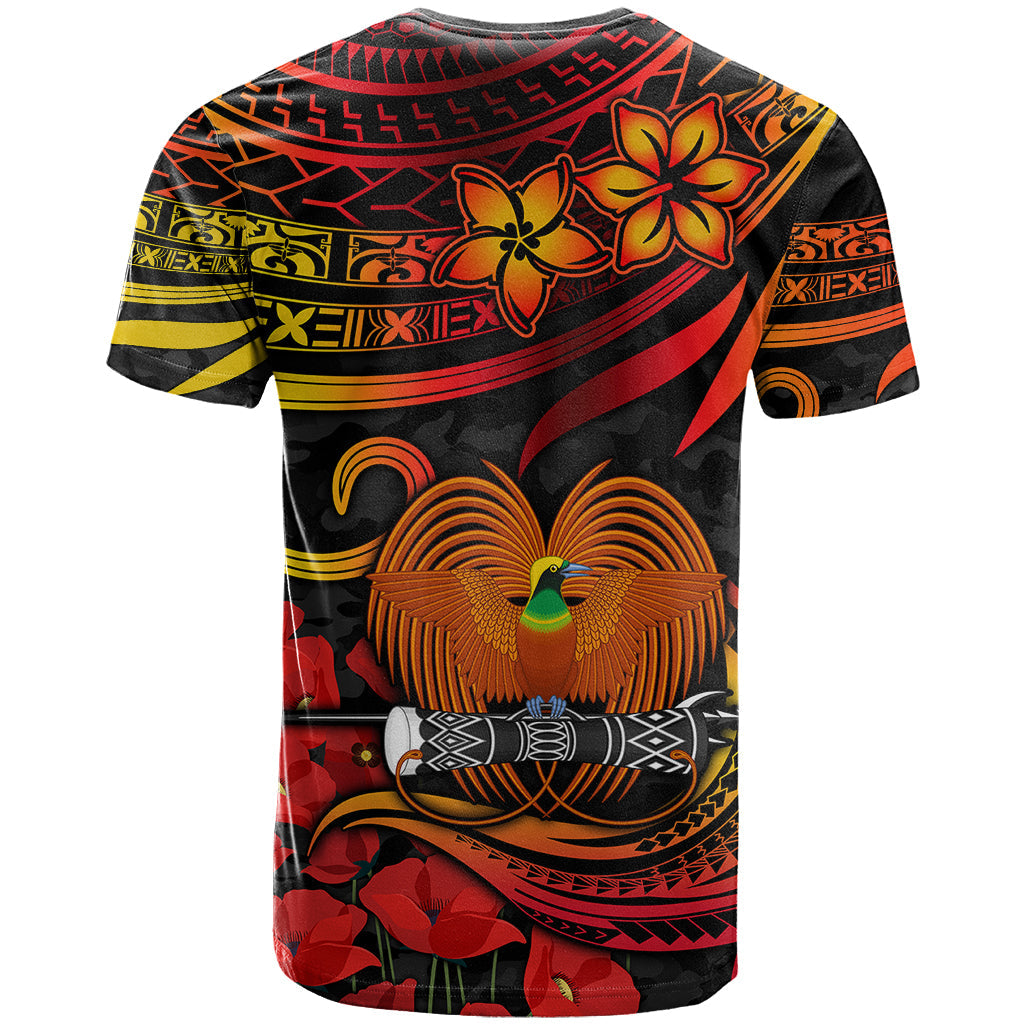 PNG Remembrance Day T-Shirt Polynesian Tribal and Poppy Graphic Tee